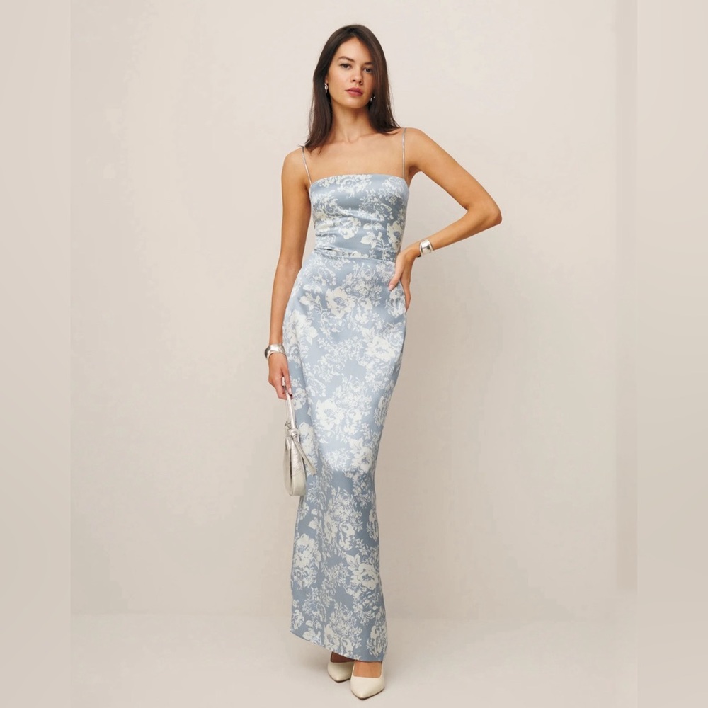 Reformation Frankie Silk Dress in Porcelain